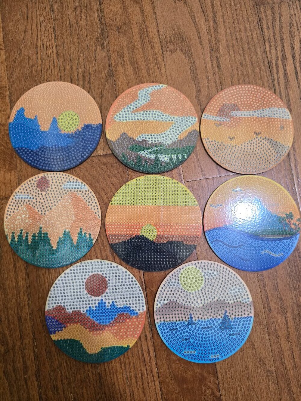 8-Piece Scenic Landscape Diamond Art Coaster Kit – Nature & Sunset